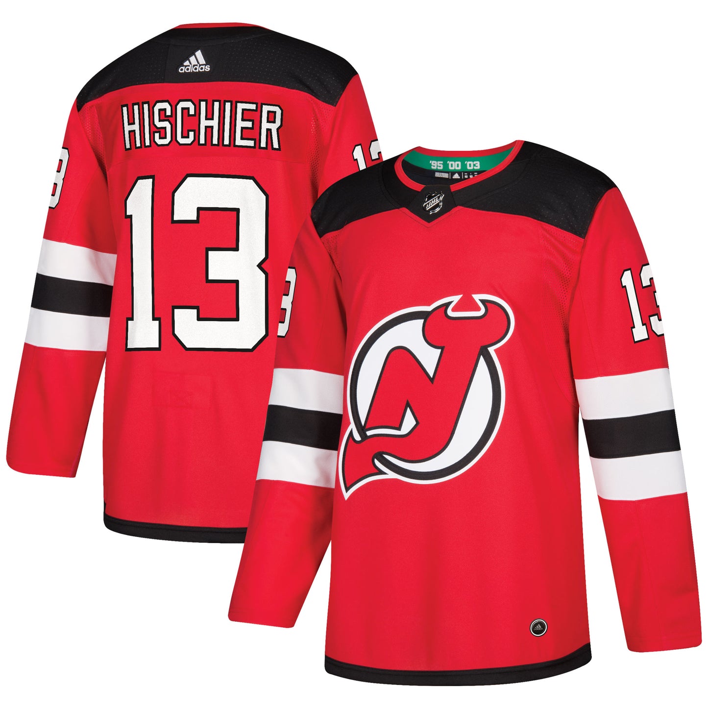 Nico Hischier New Jersey Devils adidas Authentic Player Jersey - Red