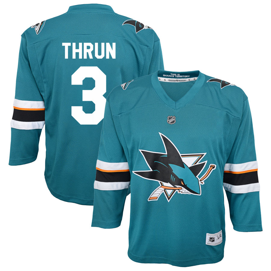 Henry Thrun San Jose Sharks Youth 2021/22 Home Replica Jersey - Teal