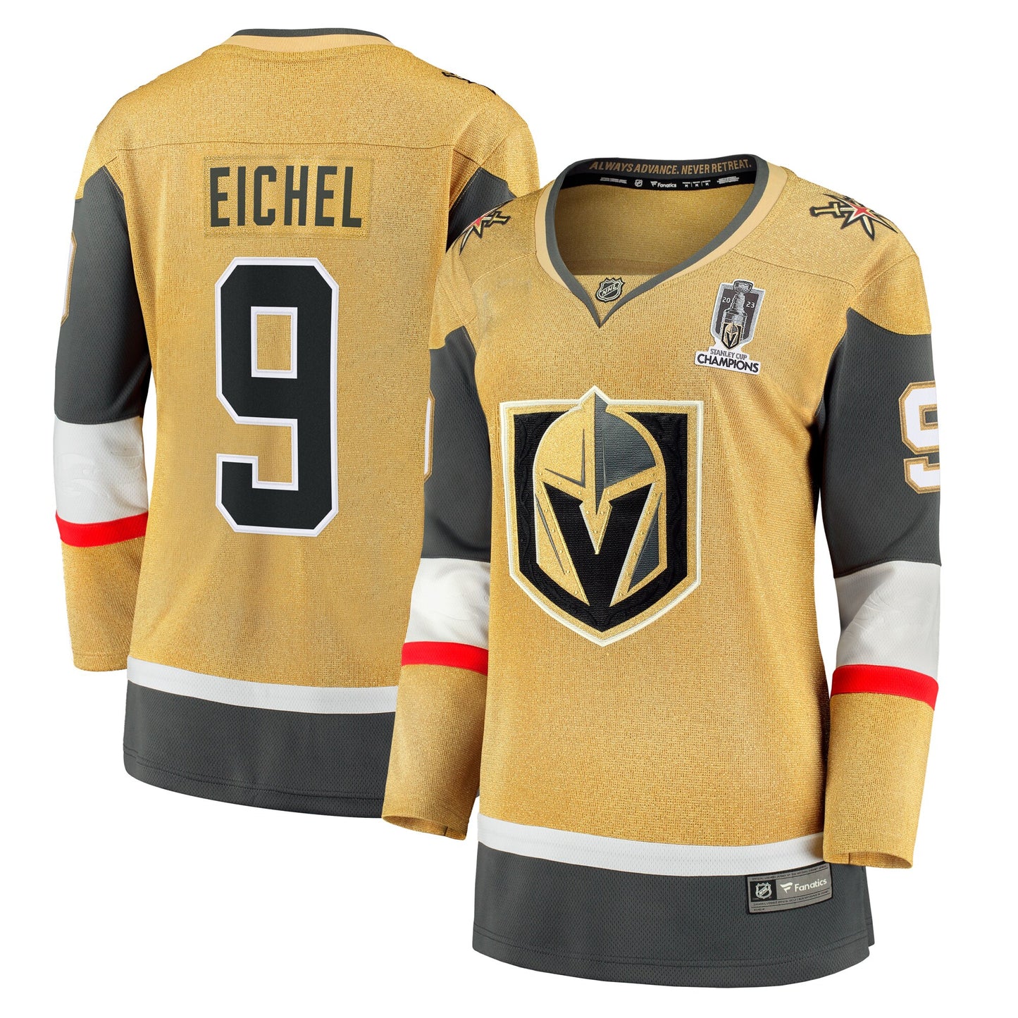 Jack Eichel Vegas Golden Knights Fanatics Branded Women's 2023 Stanley Cup Champions Home Breakaway Player Jersey - Gold