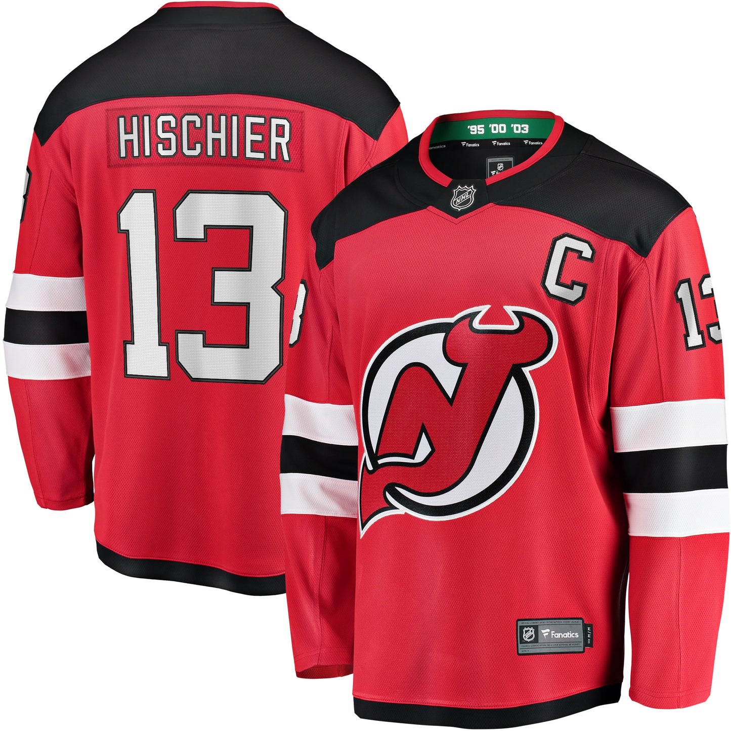 Nico Hischier New Jersey Devils Fanatics Branded Captain Patch Home Breakaway Jersey - Red